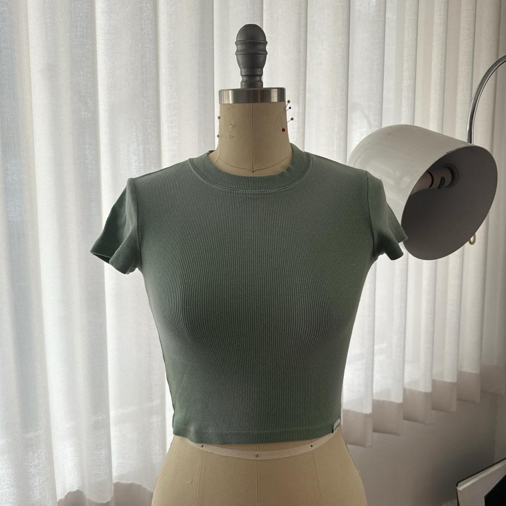 Madhappy Green Ribbed Crop Top